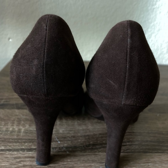PRADA WOMEN’S SUEDE BROWN HEELS SIZE 37 - Picture 3 of 5